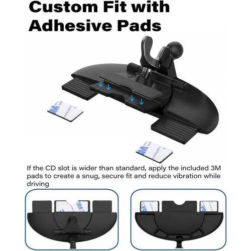 1Zero CD Slot Mount for CarPlay Screen, 360° Rotation Tool-Free Installation CarPlay CD Mount Compatible with 7-11 Inch Portable Car Play Screens & GPS Navigation