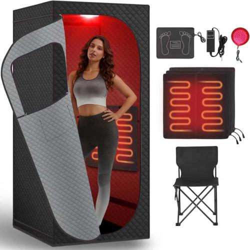 Portable Infrared Sauna Tent for Home, 5-Layer Insulated Dry Sauna with Fast Heating Generator, Red Light Therapy, Folding Chair Waterproof Design for Detox, Relaxation Weight Loss