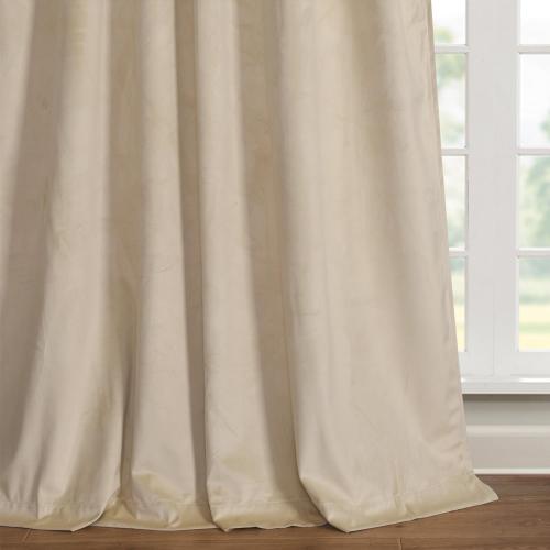 Roslynwood Cream Velvet Curtain 120 inches Extra Long - Curtains Room Darkening Rod Pocket Thermal Insulated Window Christmas Decorative Drapes for Living Room/Loft, W52 x L120, 2 Panels