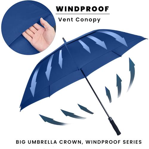 Golf Umbrella Large 62/68/72 Inch, Extra Large Oversize Double Canopy Vented Windproof Waterproof Umbrella, Automatic Open Golf Umbrella for Men and Women and Family.