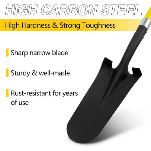 Nohovu Shovel for Digging, Heavy Duty Shovel with Fiberglass Handle, 58 Inches