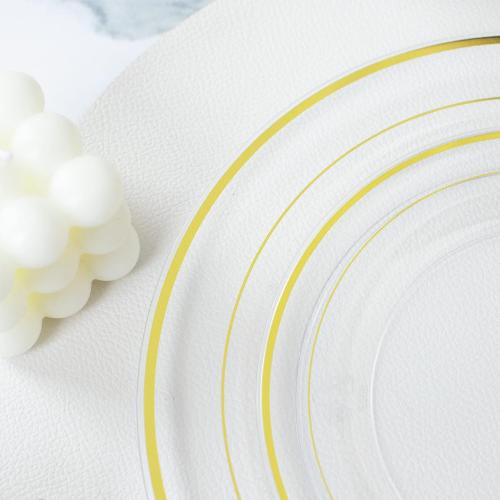 I00000 60 Pcs Clear Gold Plastic Plates, Gold Disposable Plates Includes: 30 Dinner Plate 10.25 and 30 Dessert Plate 7.5 , Premium Clear Plate Prefect for Wedding and Gold Plates Party/Birthday