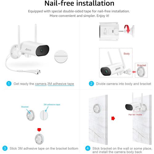 ANRAN [Pan Rotating 180 1080P HD Security Cameras Outdoor Wireless WiFi Camera for Home Surveillance Video System with Two-Way Audio, Night Vision, IP66, Motion Alert, Remote Access,