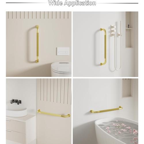 24 Inch Shower Grab Bar, Brushed Gold Bathroom Grab Bar Handle with Anti-Slip Knurled Grip, Stainless Steel Bath Balance Bar, 1.25 Diameter Bath Safety Bar Support for Seniors Elderly Pregnant