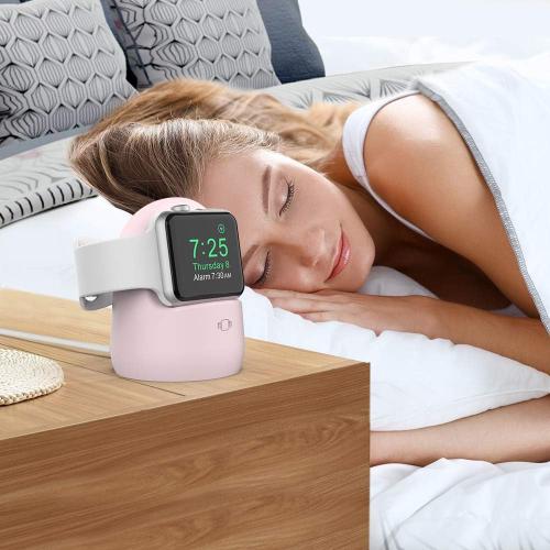 AhaStyle iWatch Stand Silicone Charging Dock Holder for Apple Watch Ultra 2, Ultra, SE2, Series SE, 7 6 5 4 3 2 1 (45/44/42/41/40/38mm), (Pink)
