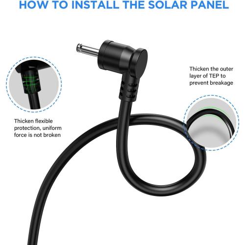OLAIKE Solar Panel for Ring Stick Up Cam Battery/Plug-in, Waterproof Solar Charger Continuous Charging with 3.8M/12ft Waterproof Power Cable, Black