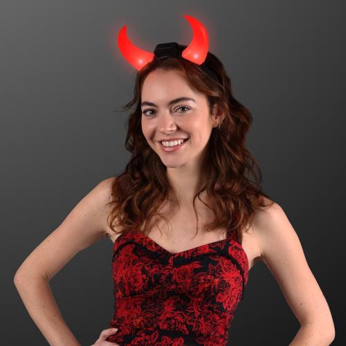 FlashingBlinkyLights Large Red Devil Horns Light Up Headbands