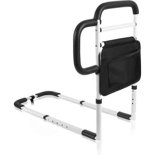 Bed Rails Grab Bar Bed Handrails for Elderly Adults Safety, Bed Cane for Seniors with Foam Handle and Storage Pocket, Adjustable Bedside Assist,ASTM Approved.