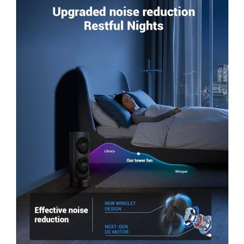 Personal Tower Cooling Fans that Blow Cold Air, Standing Small Desk Fan with 3 Speeds & Timer, 60° & 110° Oscillating Table Fan, Quiet and Safe Electric Floor Fan for Bedroom, Bedside, Home, Office