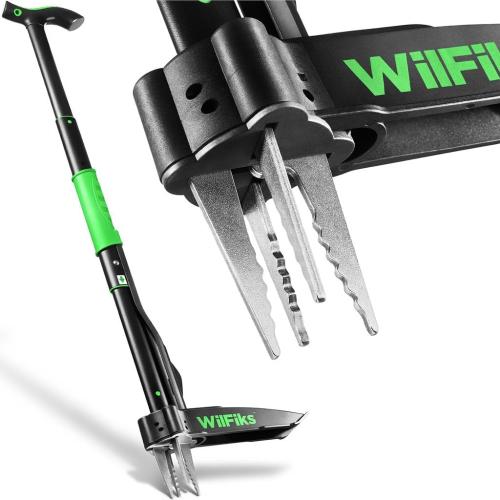 Weed Puller Tool with Long Adjustable Handle (36, 40, & 45), Quick-Release Weed Ejector Mechanism, Lightweight Aluminum Stand-Up Heavy Duty Weed Remover, 4-Claw Head & Foot Pedal for Easy Weeding