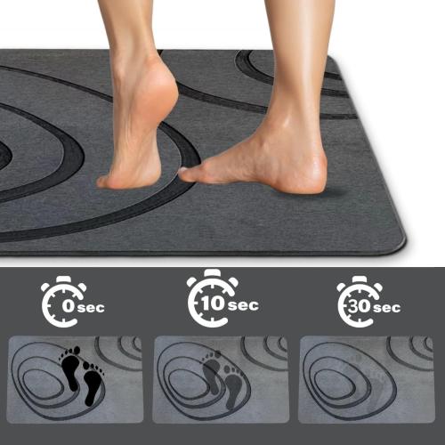 Premium Stone Bath Mat, Modern Diatomaceous Earth Shower mat, Diatomite Non-Slip Super Absorbent Bathroom Floor mat, Luxurious Quick-Drying Shower mat, Easy to Clean, Dark Gray, 15x24 Large.
