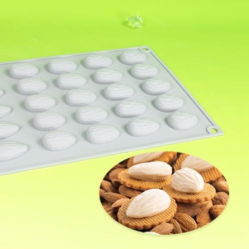 3D Chocolate Molds Silicone - 30 Cavity Almond Mousse Cake Molds for Baking, DIY Dessert, Ice Cube, Candy, Jelly, Resin - Reusable, Flexible, Non-Stick, BPA Free (A_ Almond)