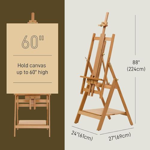 Size 93 Large Wooden Easel for Painting: Artist H Frame Easel Stand with Upgrade Hardware- Hold Canvas up to 93 - Professional Art Easel for Adults