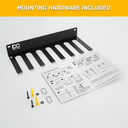 Double Circle Gym Equipment Storage Rack - Multi Purpose Gym Equipment Wall Rack Hanger for Pro Home Gym Storage for Exercise Bands, Barbell Bar, Jump Ropes, Chains, Lifting Belts (17 - Hooks)