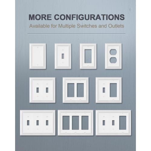 Metal Wall Plates, Decorative Switch Plates and Outlet Covers (Pure White/2 Toggle/1 Decorator 1 Pack)