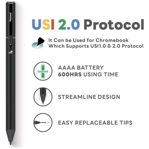 Penoval USI 2.0 Lite Stylus Pen for Some Chromebook Model, 4096 Levels Pressure & Smooth Writing Compatible with Google Pixel Tablet, Amazon Fire Max 11, ASUS Flip CX5/CM3, Lenovo Duet and More
