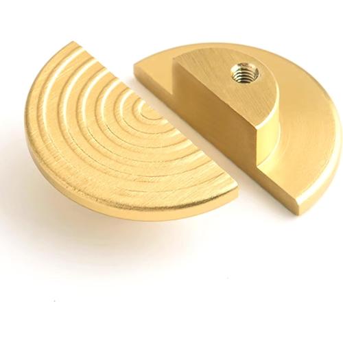 Brass Cabinet Pulls Brushed Gold Modern Drawer Handles for Dresser Closet (6 Pack Single Hole)