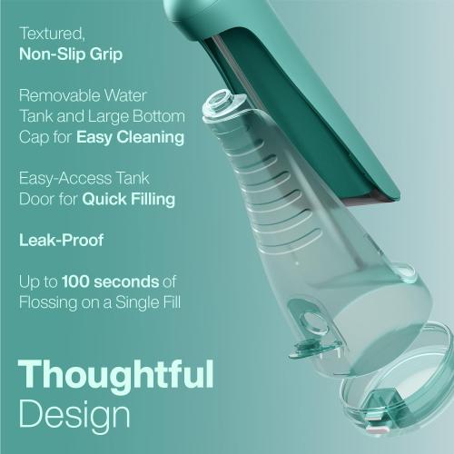 AquaSonic Aqua Flosser PRO - Rechargeable Electric Cordless Water Flosser for Teeth, Gums & Tongue - Waterproof Modern Design, 300ml Large Tank, 3 Modes, 6 Jet Tips, Deluxe Tongue Nozzle - Green