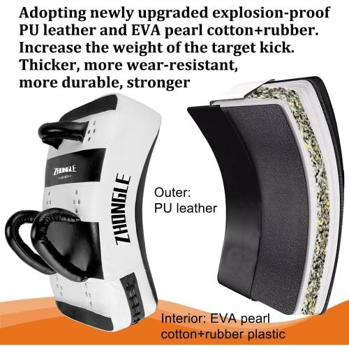 Muay Thai Pads 23in/19in Large Curved Kick Shield with 5in Thickness, Advanced Impact Diffusion, and Superior Grip for MMA, Boxing, Karate, and Taekwondo Training, Heavy Duty