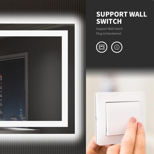 LOAAO 55X30 LED Bathroom Mirror with Lights, Anti-Fog, Dimmable, Backlit   Front Lit, Lighted Bathroom Vanity Mirror for Wall, Shatter-Proof, Memory Function, ETL Listed