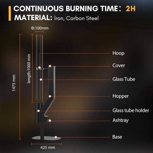 Rayzi 58 Inch Pellet Stove, Patio Heater Wood Pellet Heater, Pellet Fire Pit for Outdoor - Smokeless Wood Pellet Burning Flame, Outside Backyard Bonfire, Fireplace for Camping Patio Garden Picnic