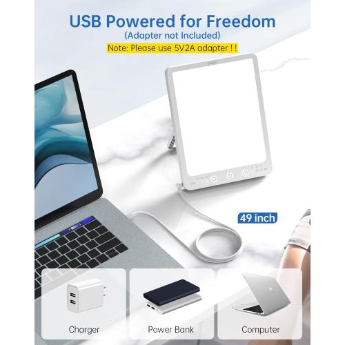SUXIO Light Therapy Lamp - 10000 Lux Therapy Lights, 3 Timing & Mode Happy Lamp, Touch Control Daylight Lamp with Memory Function, Portable Light Therapy Box for Home/Office Use As Lift Mood