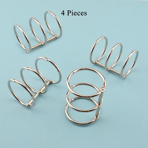 HAHIYO 4Pcs Silver 30mm/1.2inch Inner Diameter Metal 3 Rings Loose Leaf Binders Book Rings Snap Split Hinged Stainless Steel Binder Rings for DIY Travel Diary Notebook Photo Album Binding Spines Comb