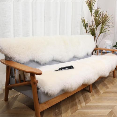 Premium Genuine Sheepskin Rug, Fuzzy Fluffy Shaggy Fur Wool Area Carpet for Soft Fur Pray Pup Mat,Bedroom,Living Room,Chair Sofa Seat Cover,Ivory White, 2' x 6'