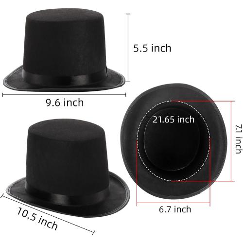 3 Pack Black Felt Top Hats for Kids, Funny Party Hat, Tall Victorian Tuxedo Costume Hats, Dress Up Hat, Coachman Hats for Cosplay, Stage Performance