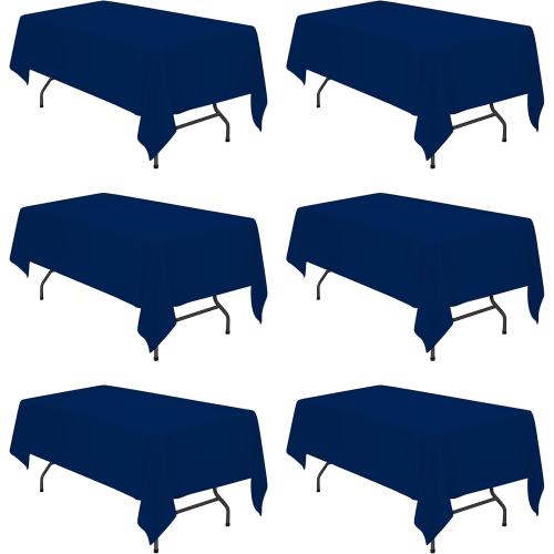 BRILLMAX 6 Pack Navy Blue Tablecloths 60 x 102 Inch for 6ft Rectangle Tables - 150 GSM Polyester Fabric, 15 Standard Drop, Water, Stain & Wrinkle Resistant Cloth Cover for Wedding Dining Buffet