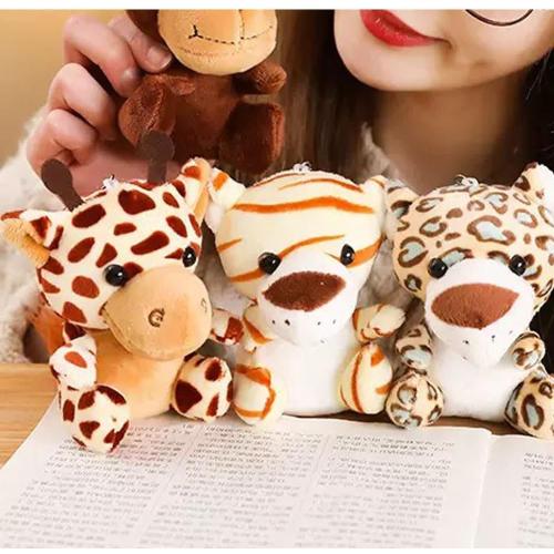 Mini Stuffed Animal Forest Tiny Plush Jungle Lion Elephant Tiger Giraffe Plush Toy for Party Animal Themed 6 Pieces (6zhidongwu)