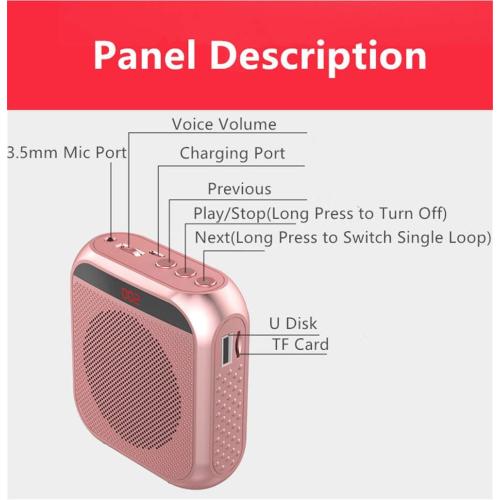 Portable Voice Amplifier with Wired Microphone Headset Rechargeable PA System Speaker Personal Microphone Speech Amplifier Power Amplifiers Loudspeaker for Teachers/Metting/Tour Guide (Black)
