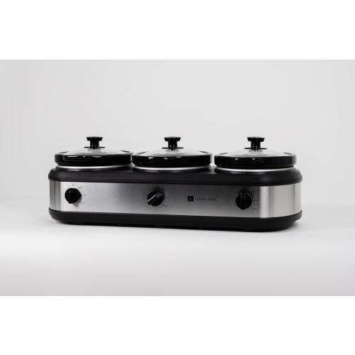 CULINARY CHEF, Triple Slow Cooker, Buffet Server 3 Pot, Food Warmer - Stainless