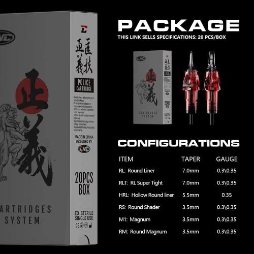 23RM Tattoo Needles Cartridge 20Pcs #12(0.35mm) Disposable Needles Round Magnum EN04-20-1223RM