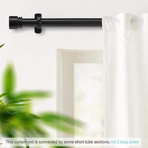 Black Extra Long Curtain Rods 240 Inches - Heavy Duty 1 Inch Adjustable Metal Drapery Rod for Large Windows, Sliding Doors, 5 Holders, Wall & Ceiling Mount, Easy Installation, Modern Design
