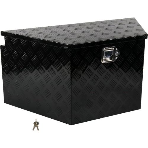36 Inch Aluminum Trailer Tongue Tool Box 5 Bar Tread Wide Utility ToolBox for Pick Up Truck RV Storage Organizer Tool Box with Lock and Keys - 36X19X17.5 Black
