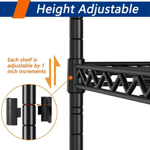 Size17.7x 47.3x72.3   5-Wire Shelving Metal Storage Rack Adjustable Shelves,17.7 D×47.3 W×72.3 H Standing Storage Shelf Units for Laundry Bathroom Kitchen Pantry Closet