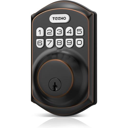 TEEHO TE001 Keyless Entry Door Lock with Keypad - Smart Deadbolt Lock for Front Door with 2 Keys - Auto Lock - Easy Installation - Oil-Rubbed Bronze