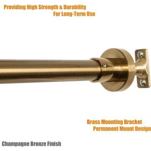 Artiwell Heavy Duty Shower Rod, Adjustable Shower Curtain Rod, Expandable 47-84 Inch, Permanent Mount Shower Rod, Never Rust Stainless Steel for Window Curtain and Closet, Champagne Bronze