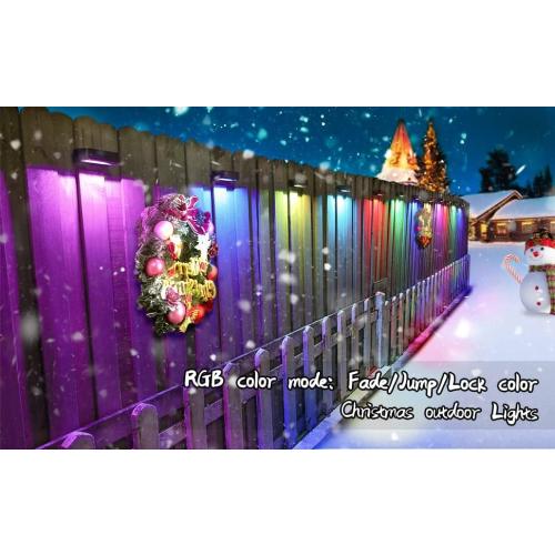 VOLISUN Solar Deck Lights ,7 Colors&Warm White Outdoor 4-Pack Waterproof Led Color Glow Solar Lights for Step,Fence,Railing,Wall,Stairs (1800mah,Long Lighting Time)