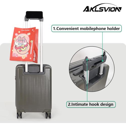 18-inch Carry-on Boarding Luggage: Equipped with Movable Wheels, TSA Approved,Under the Seat, Hard Shell Construction, Lightweight Bag with Essential Accessories (Greenish Grey)