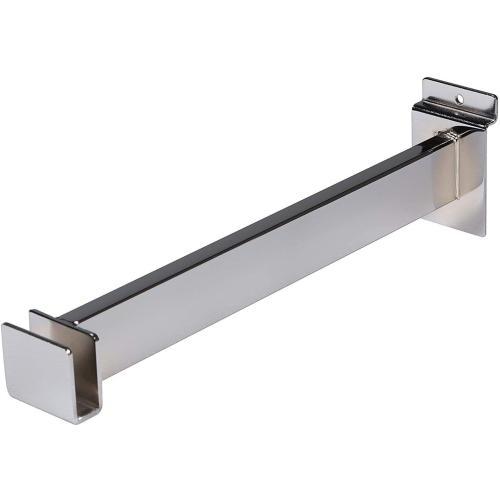 12 Slatwall Rectangular Tube Holding Hangrail Bracket for Retail, Chrome, 5 Pack