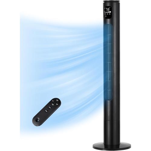 46 Tower Fan With Remote, 28ft/s Fan for Bedroom with 24 H Timer, 120° Oscillating Fan with 3 Speeds, 3 Modes, Portable Standing Bladeless Fans that Blow Cold Air for Room Home Office
