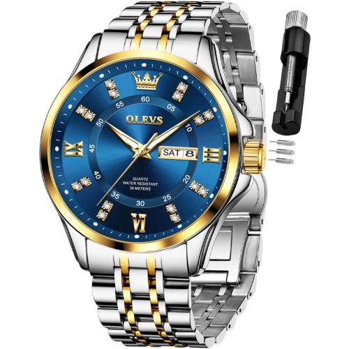 OLEVS Watch for Men Business Diamond Easy Read Men's Wrist Watches Analog Luxury Date Stainless Steel Waterproof Luminous Dress Mens Watches
