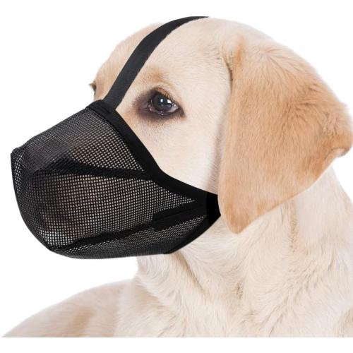 Dog Muzzle, Soft Mesh Covered Muzzles for Small, Medium, Large and X-Large Dogs, Muzzle with Adjustable Straps, Prevent Barking, Biting, and Accidental Ingestion (Black, X-Small)