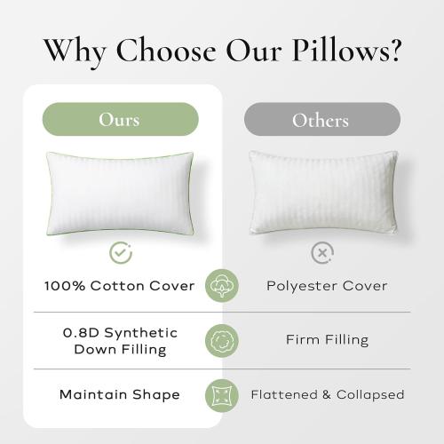 Ashler Home Deco Synthetic Down Pillow Inserts, 20x20 Down Alternative Throw Pillows Insert Sleeping Pillows with 100% Cotton Cover Decorative Pillow Stuffer for Sofa, Couch Bed(Set of 4, White)