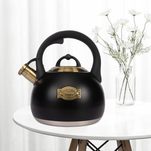 Size 3.1ql Color Black and Gold Tea Kettle for Stovetop, Food Grade Stainless Steel Water Kettle, Tea Pot for Home & Kitchen, 3.1 Quart