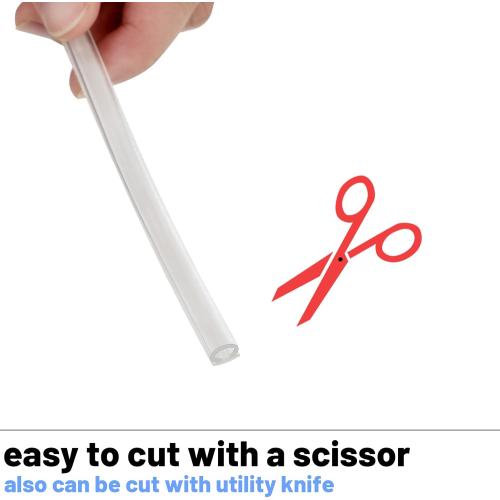 Tondiamo Shower Door Side Strip Seal Glass Translucent Shower Door Side Strip Seal Soft Clear PVC Frameless Glass Sweep to Stop Water(7/32 x 98.4 Inches,2 Rolls)