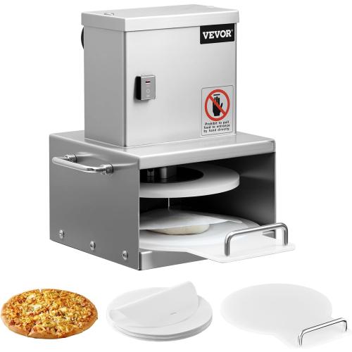VEVOR Electric Pizza Dough Press Machine, 6 Inch Pizza Pastry Press Plate, Stainless Steel Bread Presser, Commercial Forming Machine with Adjustable Thickness and 100 Sheets of Parchment Paper