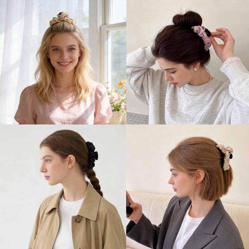 3 PCS Silk Hair Clip for Women 5.9” Large Cloud Hair Claw Clips Pleated Acrylic Banana Jaw Clip Fashion High Cranial Crest Headdress Strong Hold Non Slip Hair Accessories for Thick Thin Curly Hair